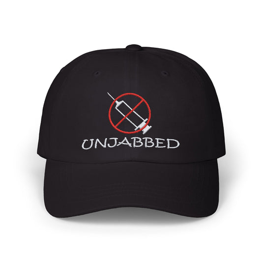 UNJABBED Embroidered White/Red on Dark Classic Cap