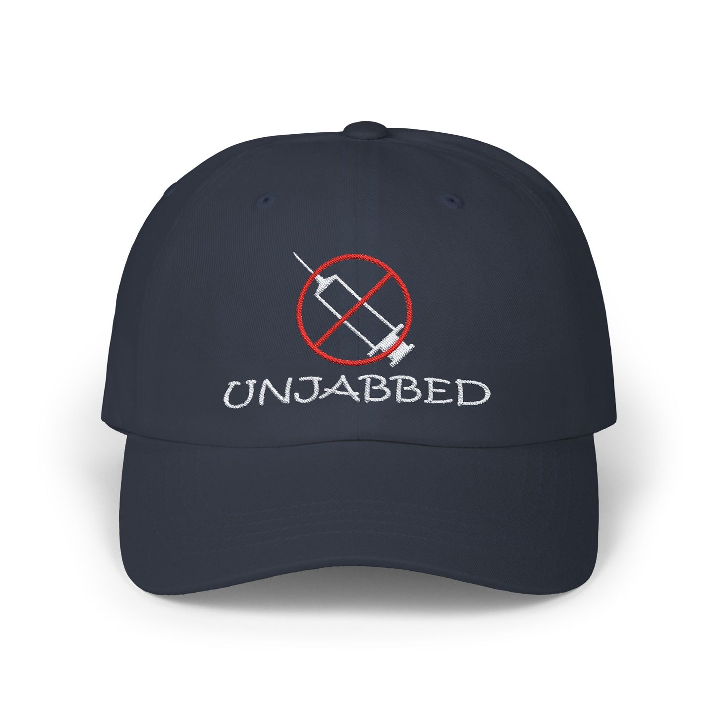 UNJABBED Embroidered White/Red on Dark Classic Cap